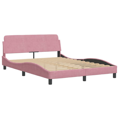 Letto con Materasso Rosa 140x190 cm in Velluto