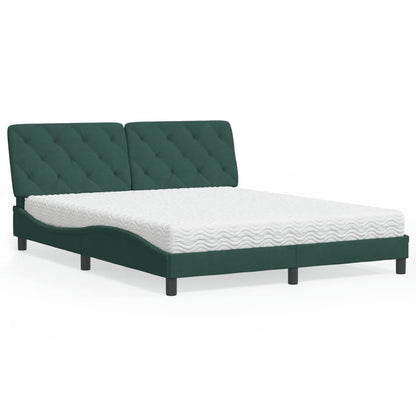 Letto con Materasso Verde Scuro 160x200 cm in Velluto