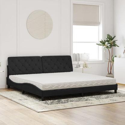 Letto con Materasso Nero 200x200 cm in Velluto