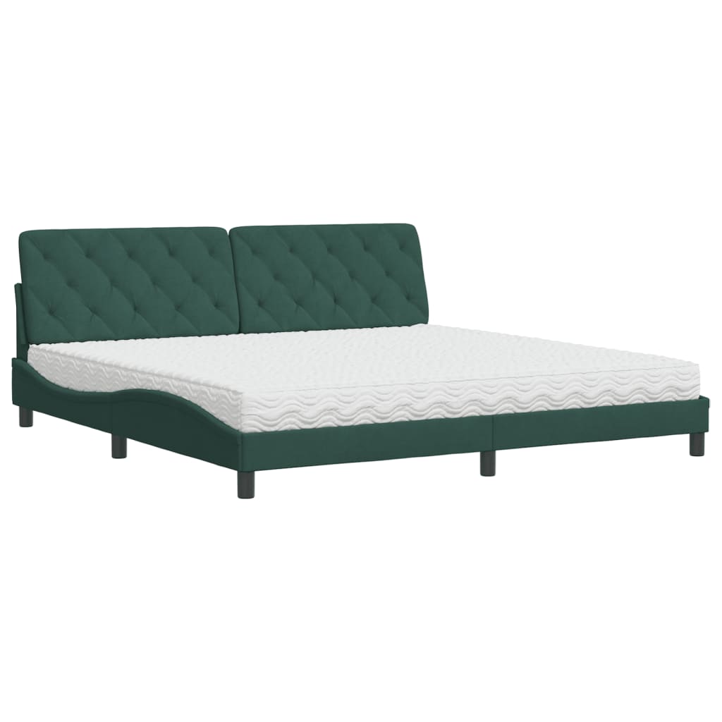 Letto con Materasso Verde Scuro 200x200 cm Velluto