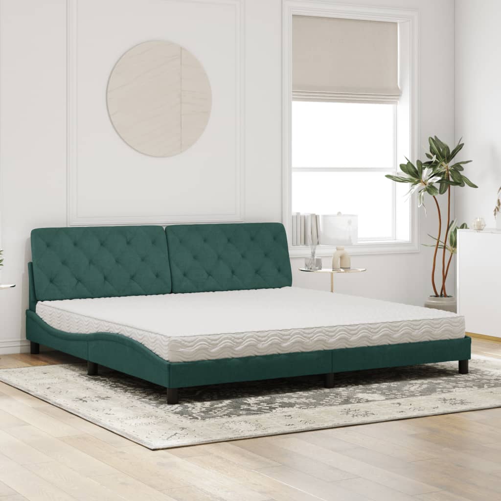 Letto con Materasso Verde Scuro 200x200 cm Velluto