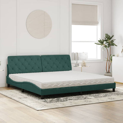 Letto con Materasso Verde Scuro 200x200 cm Velluto