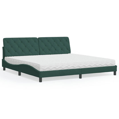 Letto con Materasso Verde Scuro 200x200 cm Velluto