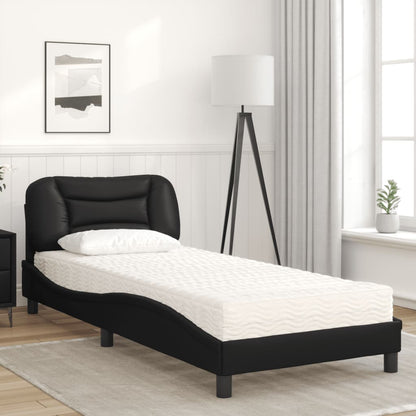 Letto con Materasso Hvar Nero 80x200 cm in Similpelle