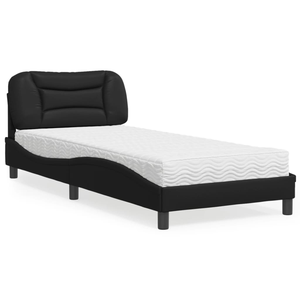 Letto con Materasso Hvar Nero 80x200 cm in Similpelle