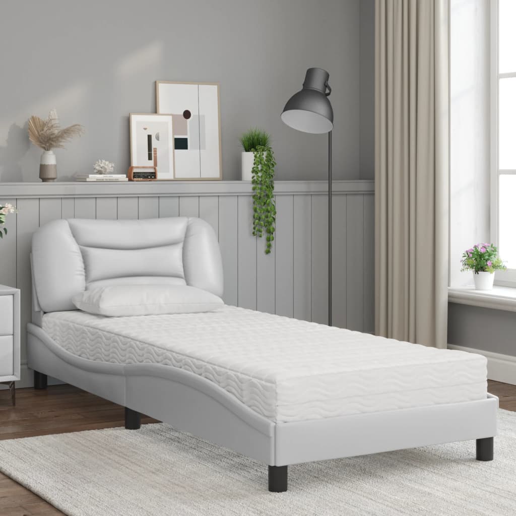 Letto con Materasso Hvar Bianco 80x200 cm in Similpelle