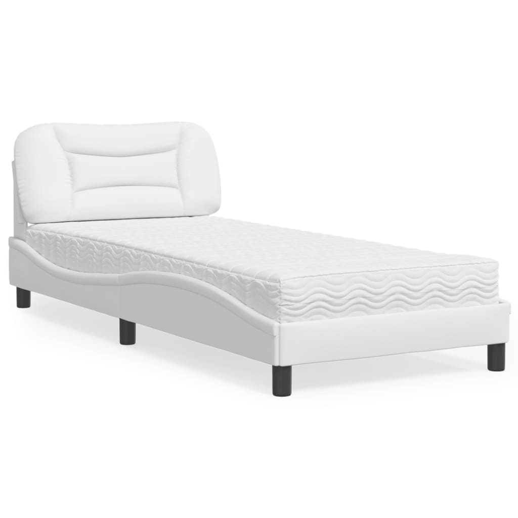 Letto con Materasso Hvar Bianco 80x200 cm in Similpelle