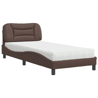 Letto con Materasso Hvar Marrone 80x200 cm in Similpelle