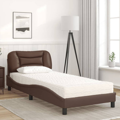 Letto con Materasso Hvar Marrone 80x200 cm in Similpelle