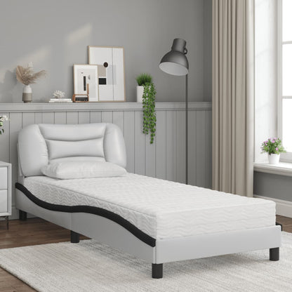 Letto con Materasso Hvar Nero e Bianco 80x200 cm in Similpelle