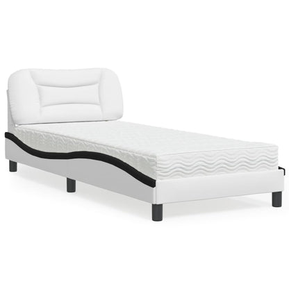 Letto con Materasso Hvar Nero e Bianco 80x200 cm in Similpelle