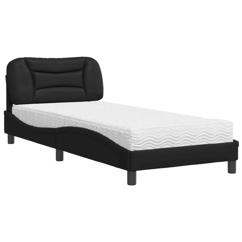 Letto con Materasso Nero 90x190 cm in Similpelle