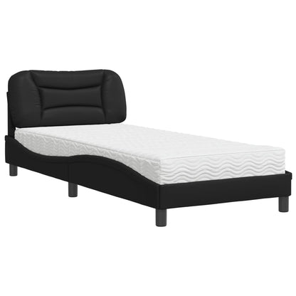 Letto con Materasso Nero 90x190 cm in Similpelle
