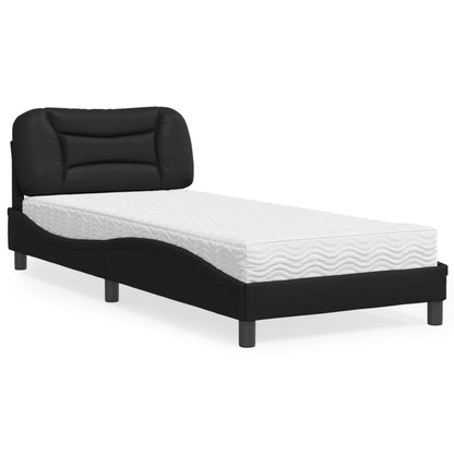 Letto con Materasso Hvar Nero 90x190 cm in Similpelle
