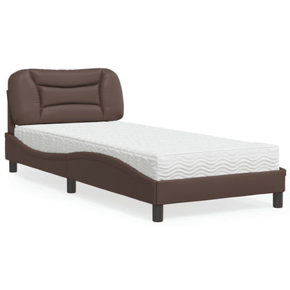 Letto con Materasso Hvar Marrone 90x190 cm in Similpelle