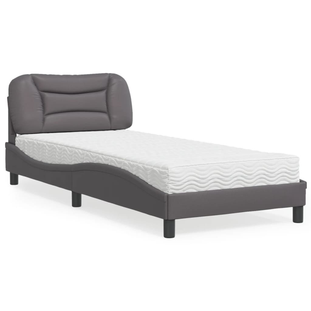 Letto con Materasso Hvar Grigio 90x190 cm in Similpelle
