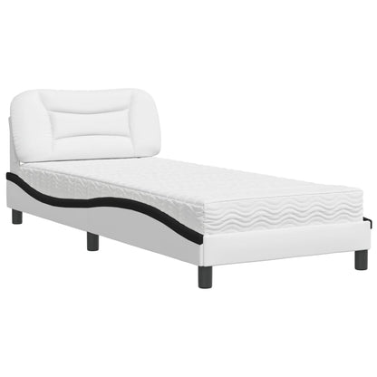 Letto con Materasso Hvar Bianco e Nero 90x190 cm in Similpelle