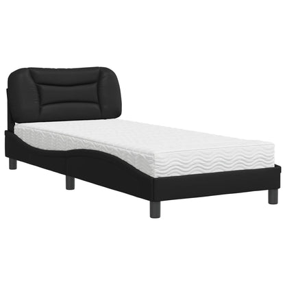 Letto con Materasso Nero 90x200 cm in Similpelle