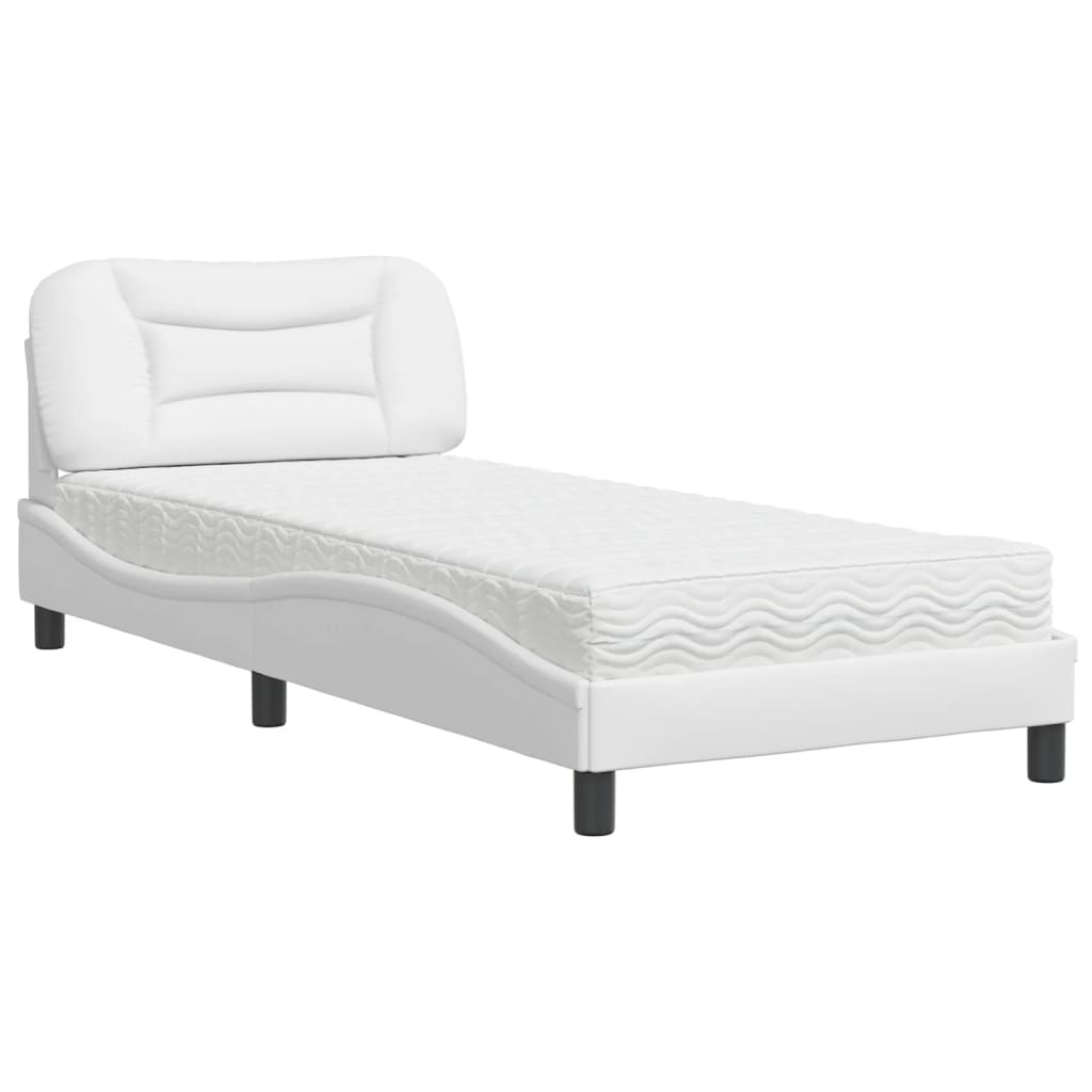 Letto con Materasso Hvar Bianco 90x200 cm in Similpelle