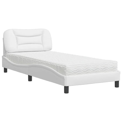 Letto con Materasso Hvar Bianco 90x200 cm in Similpelle