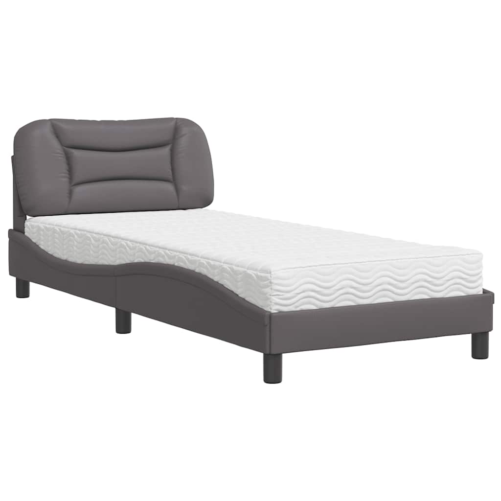 Letto con Materasso Hvar Grgio 90x200 cm in Similpelle
