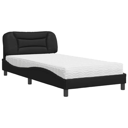 Letto con Materasso Hvar Nero 100x200 cm in Similpelle