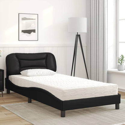 Letto con Materasso Nero 100x200 cm in Similpelle