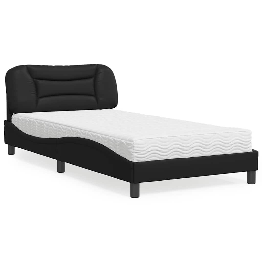 Letto con Materasso Hvar Nero 100x200 cm in Similpelle
