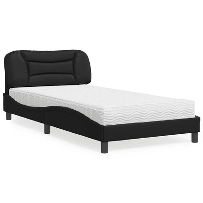 Letto con Materasso Hvar Nero 100x200 cm in Similpelle