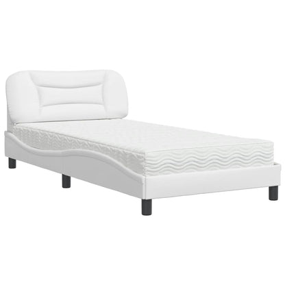 Letto con Materasso Hvar Bianco 100x200 cm in Similpelle