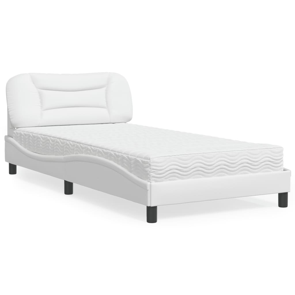 Letto con Materasso Hvar Bianco 100x200 cm in Similpelle