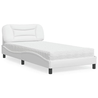 Letto con Materasso Hvar Bianco 100x200 cm in Similpelle