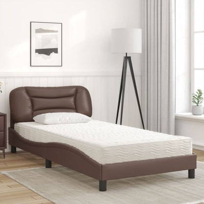 Letto con Materasso Hvar Marrone 100x200cm in Similpelle