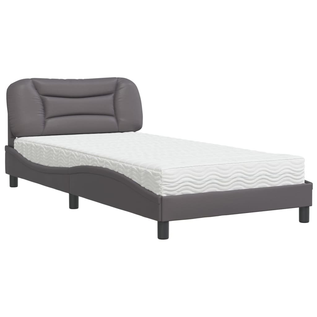 Letto con Materasso Hvar Grigio 100x200 cm in Similpelle