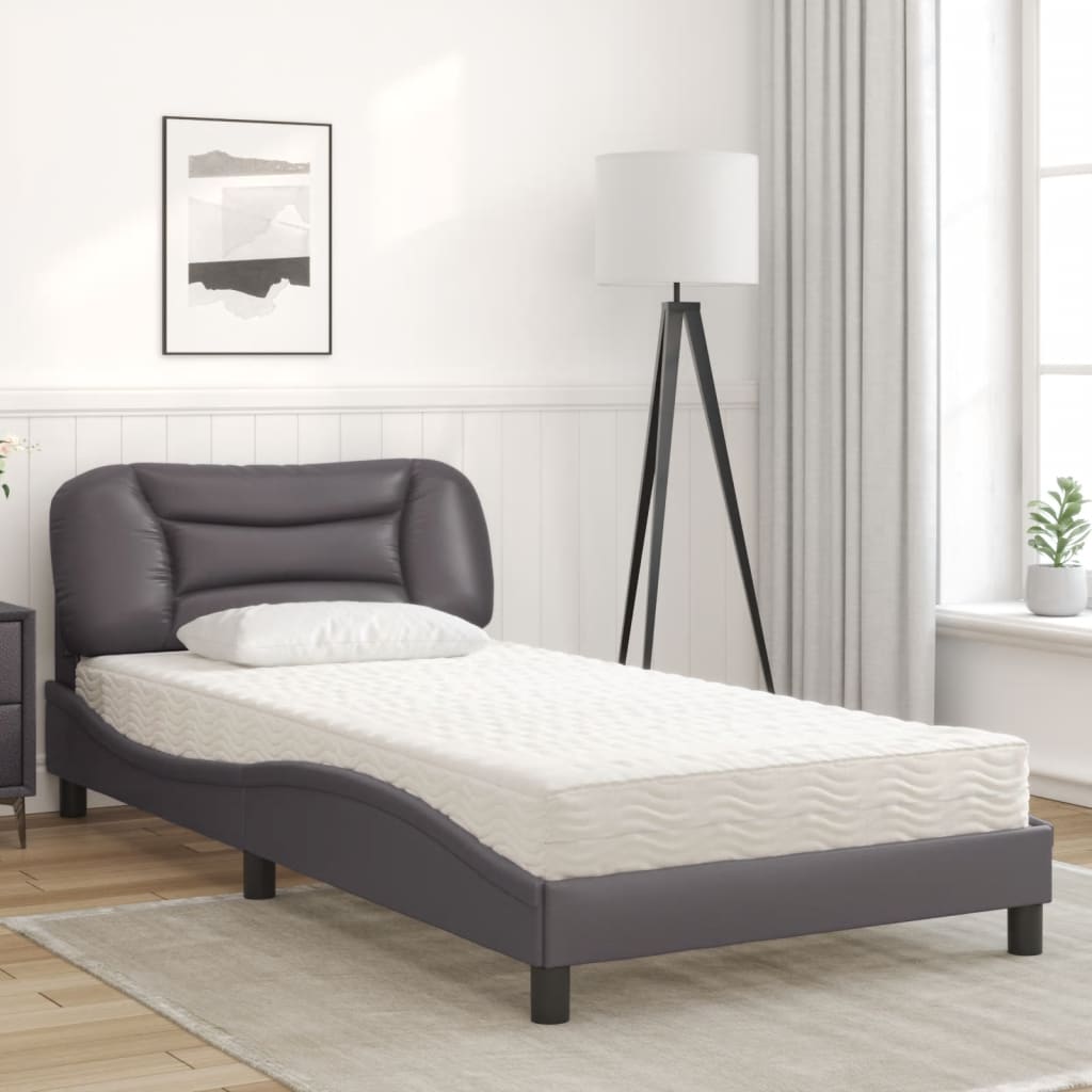 Letto con Materasso Hvar Grigio 100x200 cm in Similpelle