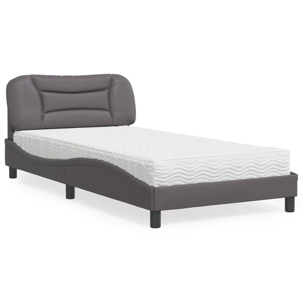 Letto con Materasso Hvar Grigio 100x200 cm in Similpelle