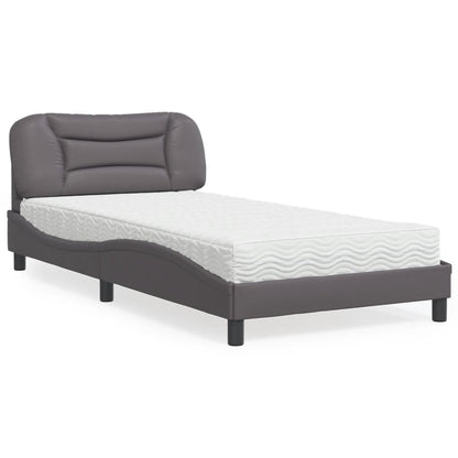 Letto con Materasso Hvar Grigio 100x200 cm in Similpelle