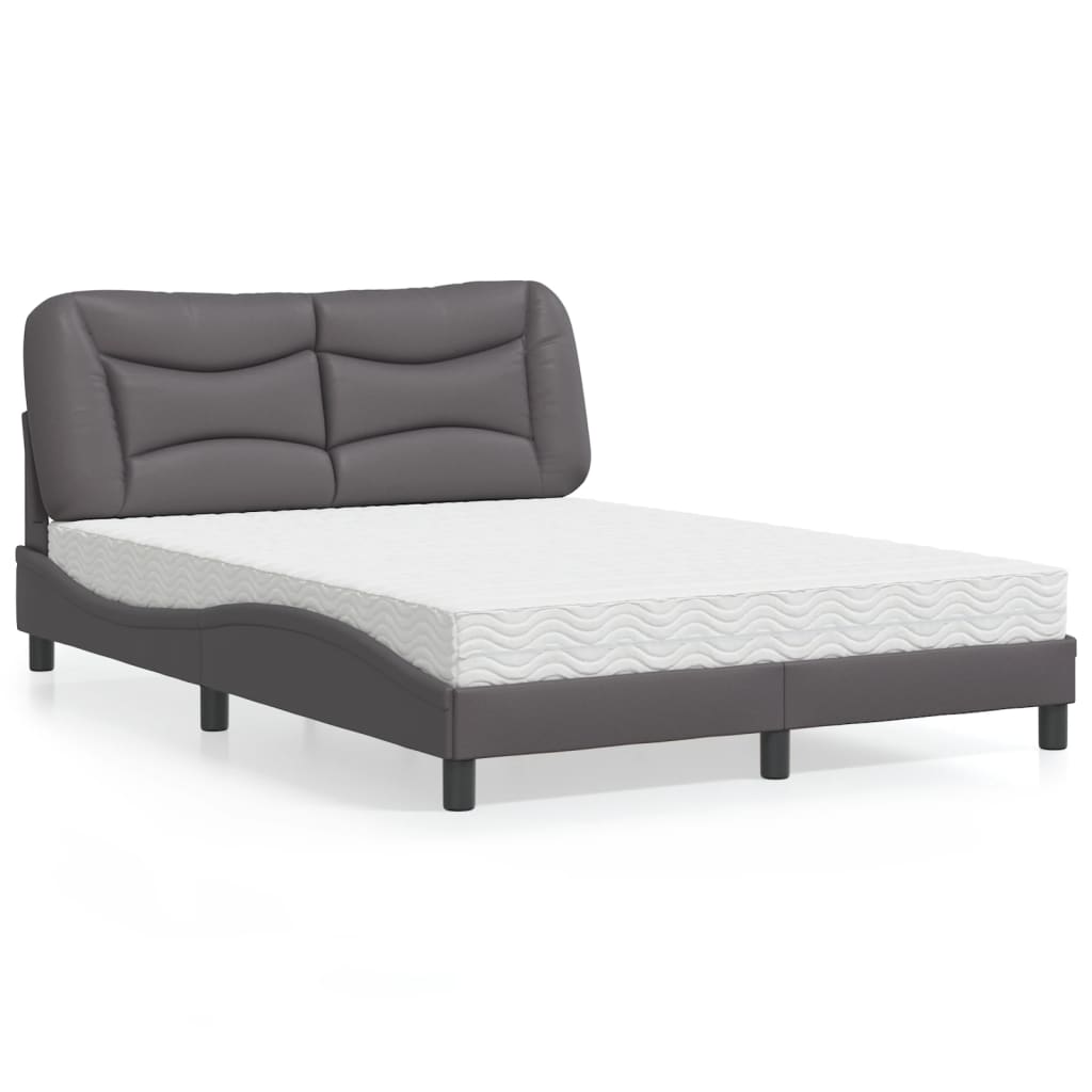 Letto con Materasso Hvar Grigio 120x200 cm in Similpelle