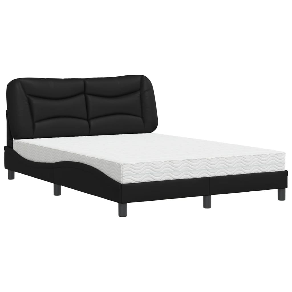 Letto con Materasso Hvar Nero 140x190 cm in Similpelle