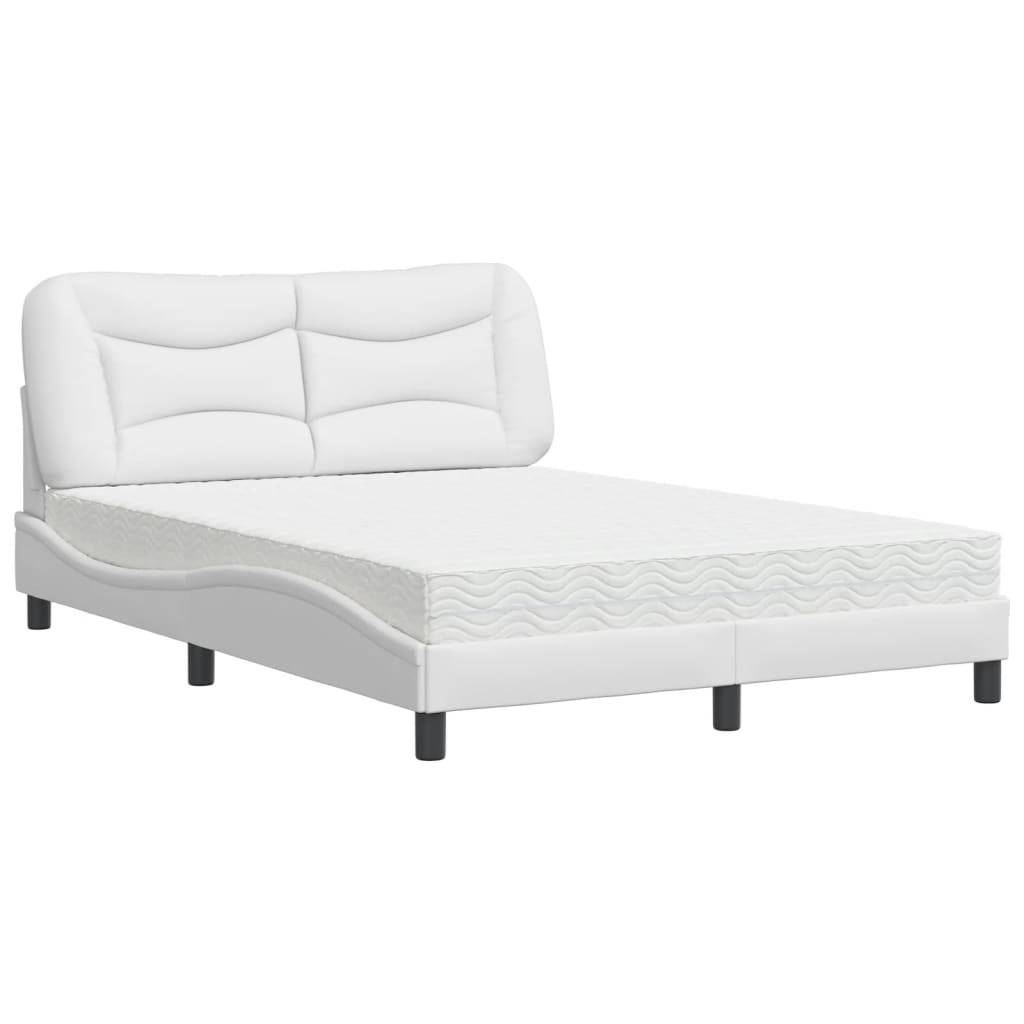 Letto con Materasso Bianco 140x190 cm in Similpelle