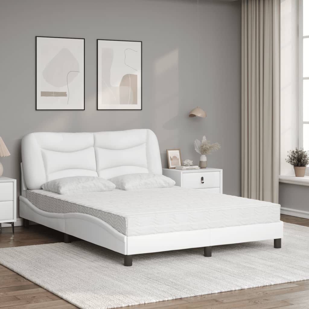 Letto con Materasso Hvar Bianco 140x190 cm in Similpelle