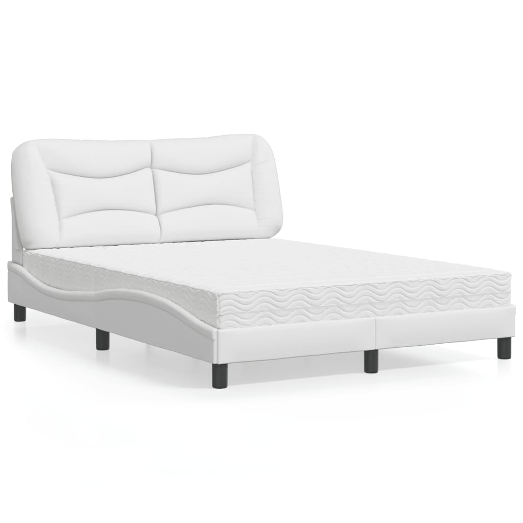Letto con Materasso Hvar Bianco 140x190 cm in Similpelle