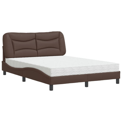 Letto con Materasso Hvar Marrone 140x190cm in Similpelle
