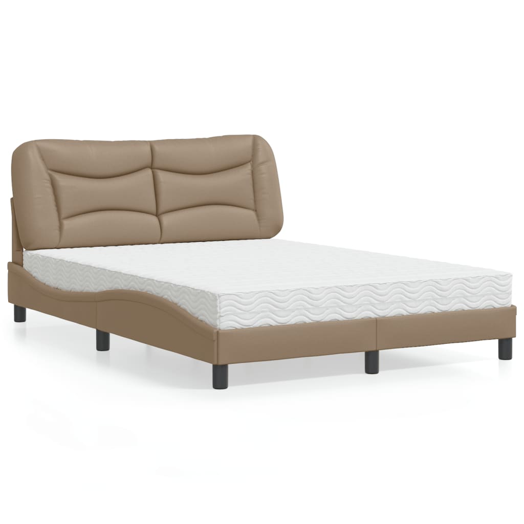 Letto con Materasso Hvar Cappuccino 140x190cm Similpelle