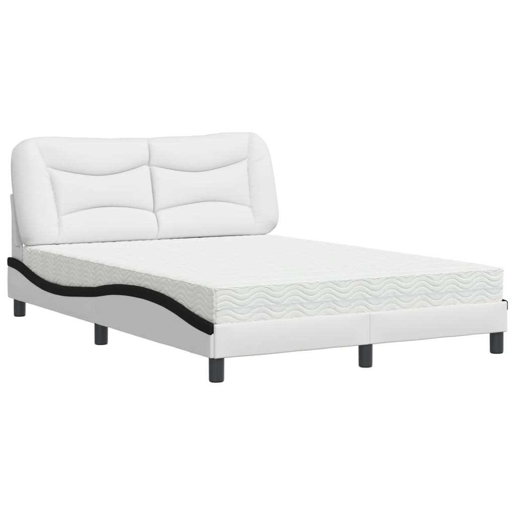 Letto con Materasso Hvar Bianco e Nero 140x190 cm in Similpelle