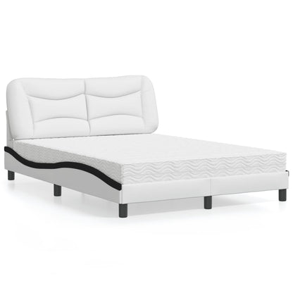 Letto con Materasso Hvar Bianco e Nero 140x190 cm in Similpelle