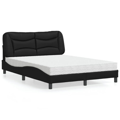 Letto con Materasso Hvar Nero 140x200 cm in Similpelle