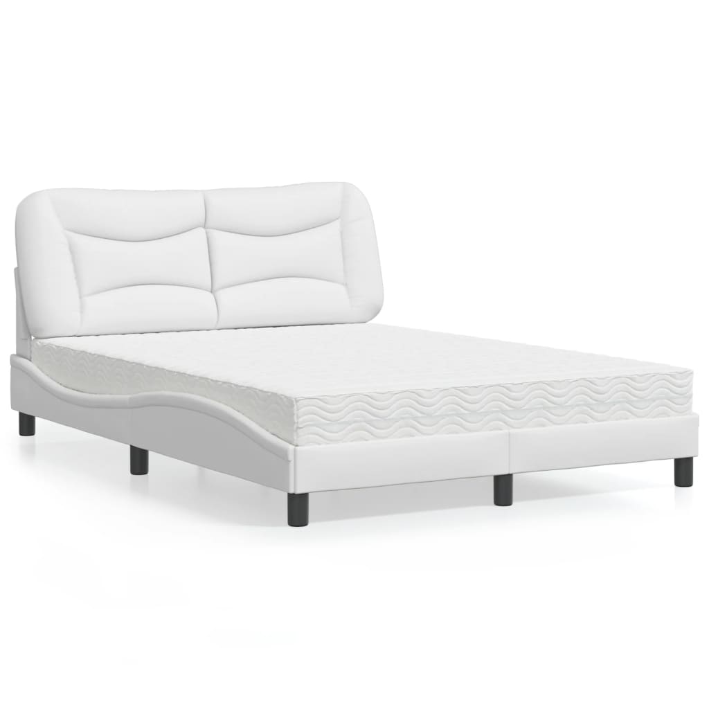 Letto con Materasso Hvar Bianco 140x200 cm in Similpelle