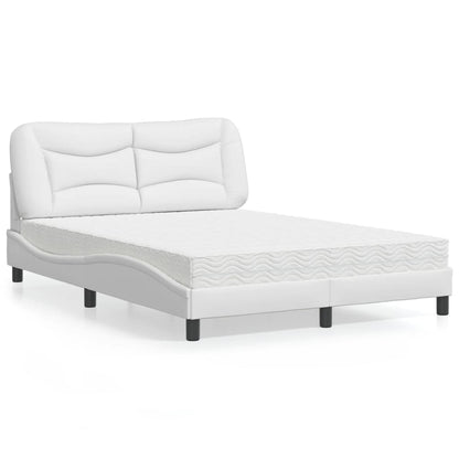 Letto con Materasso Hvar Bianco 140x200 cm in Similpelle