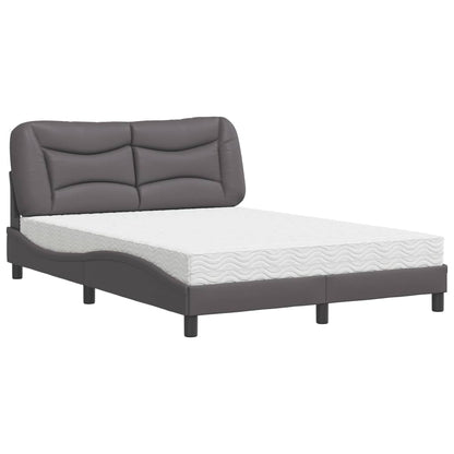 Letto con Materasso Hvar Grigio 140x200 cm in Similpelle